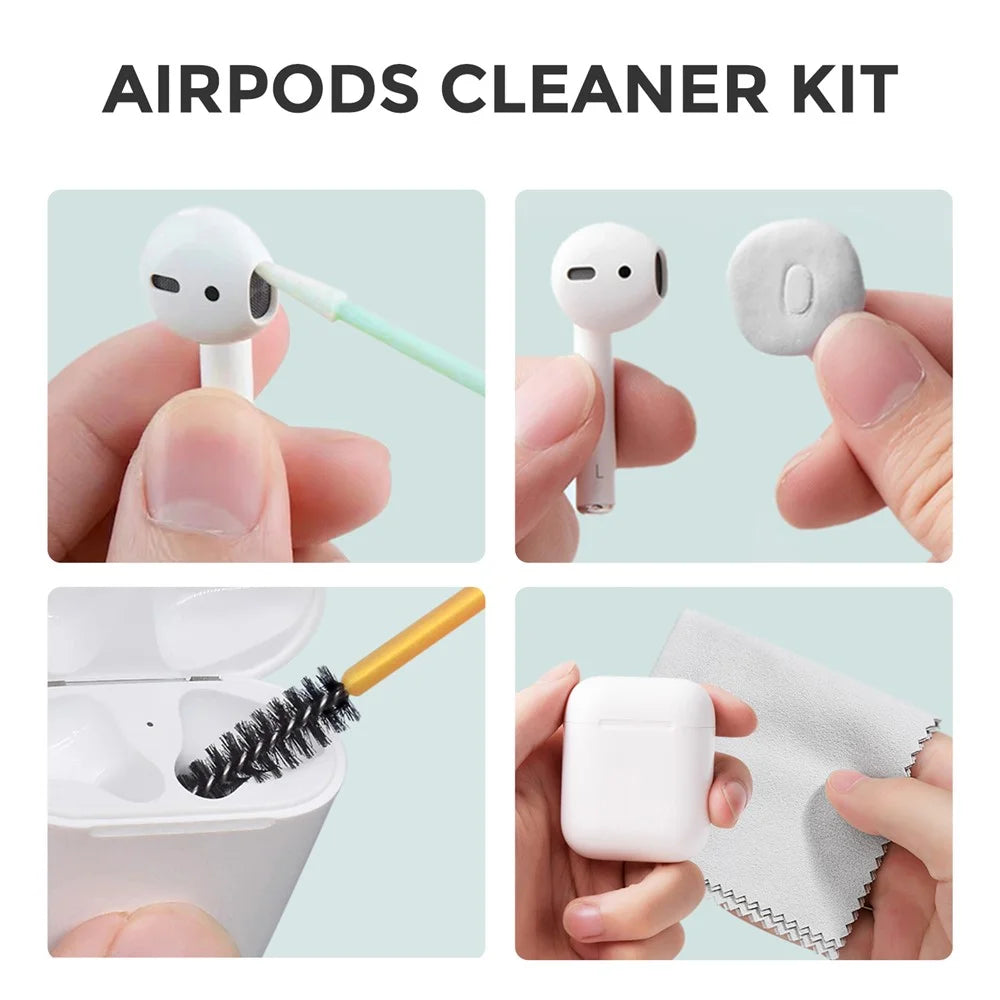 AHASTYLE WG22-QJ TWS Headset Cleaning Kit with Cleaning Brush, Cotton Swabs, Multi-Function Cleaner for Tablets Keyboards Watches Cleaning Tools - 6