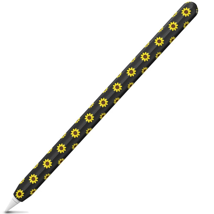 AHASTYLE PT65-SF Pen Sleeve for Apple Pencil (2nd Generation), Sunflower Pattern Stylus Pen Silicone Case Protective Cover - Black - 1