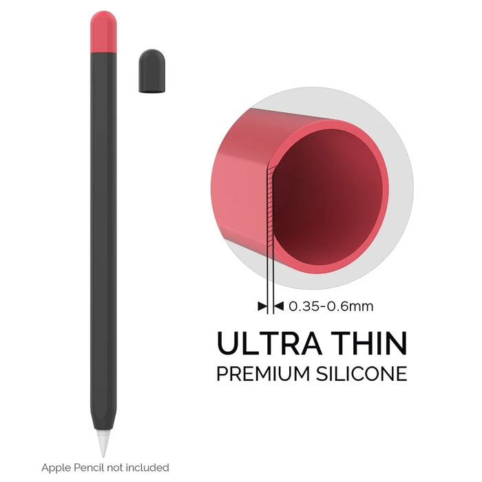 AHASTYLE PT65-2 for Apple Pencil (2nd Generation) Touch Pen Protective Sleeve Contrast Color Stylus Pen Silicone Case - Black / Red - 4