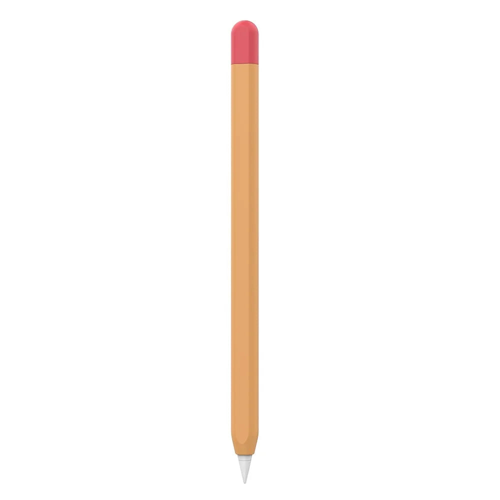 AHASTYLE PT65-2 Silicone Sleeve for Apple Pencil (2nd Generation), Contrast Color Stylus Pen Soft Protective Cover - Orange / Red - 1