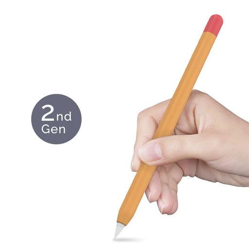 AHASTYLE PT65-2 Silicone Sleeve for Apple Pencil (2nd Generation), Contrast Color Stylus Pen Soft Protective Cover - Orange / Red - 2