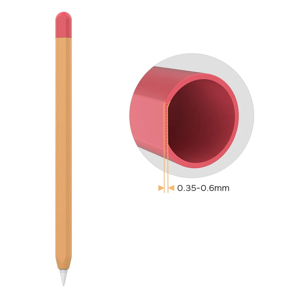 AHASTYLE PT65-2 Silicone Sleeve for Apple Pencil (2nd Generation), Contrast Color Stylus Pen Soft Protective Cover - Orange / Red - 4