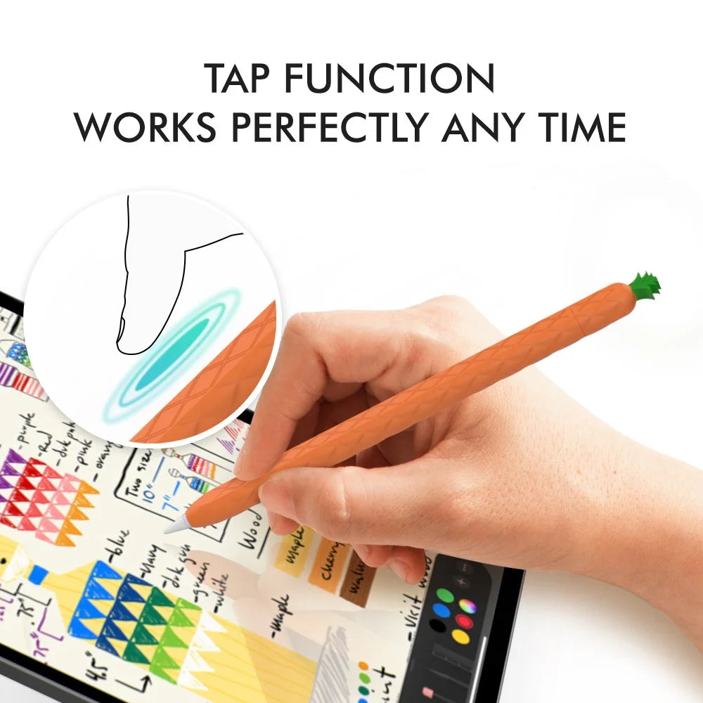 AHASTYLE PT106-2 for Apple Pencil Pro / Pencil (2nd Generation) Stylus Pen Silicone Skin Case Pineapple Style Protective Cover - Orange - 6