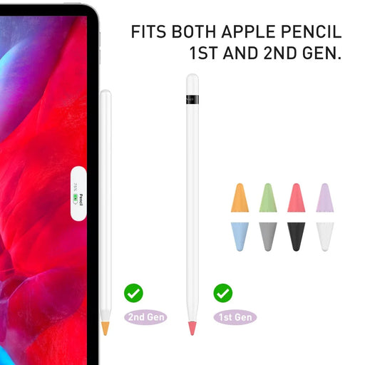 AHASTYLE PT107 8Pcs for Apple Pencil (2nd Generation) / (1st Generation) Pen Tip Cover Stylus Pen Nib Silicone Sleeve - 8 Color Mix - 2