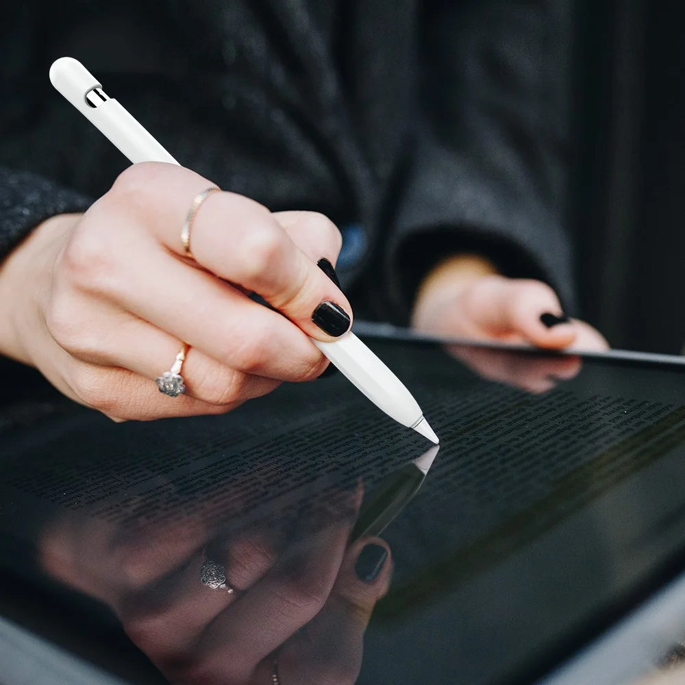 AHASTYLE PT93 Silicone Case for Apple Pencil (1st Generation), Stylus Pen Sleeve Skin-touch Capacitive Pen Cover - White - 6