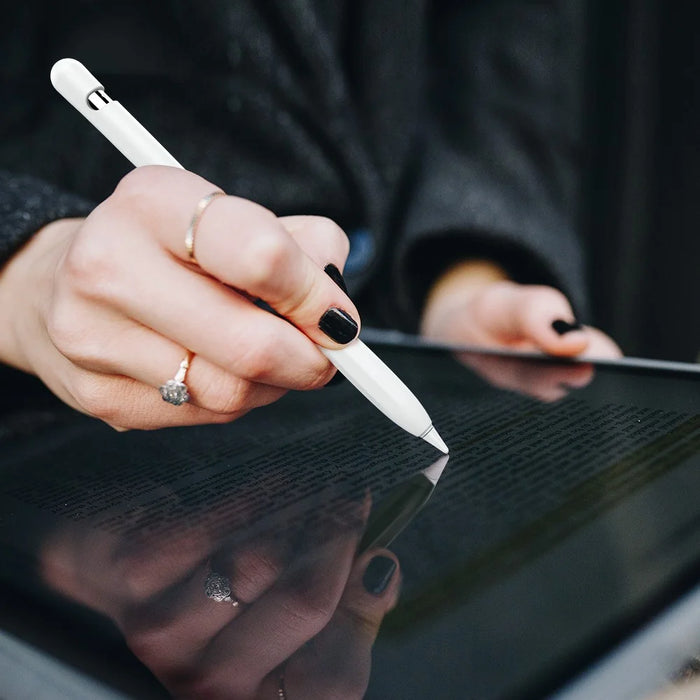 AHASTYLE PT93 Silicone Case for Apple Pencil (1st Generation), Stylus Pen Sleeve Skin-touch Capacitive Pen Cover - White - 6