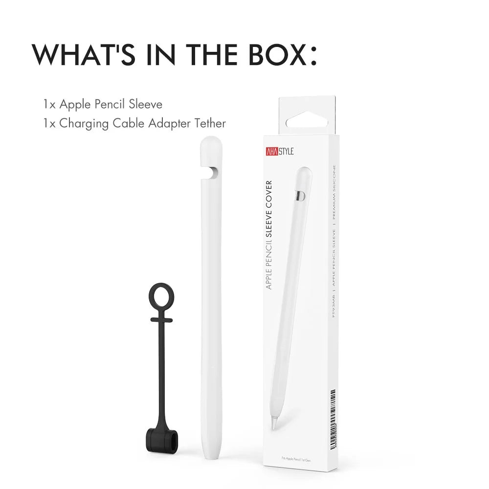 AHASTYLE PT93 Silicone Case for Apple Pencil (1st Generation), Stylus Pen Sleeve Skin-touch Capacitive Pen Cover - White - 7