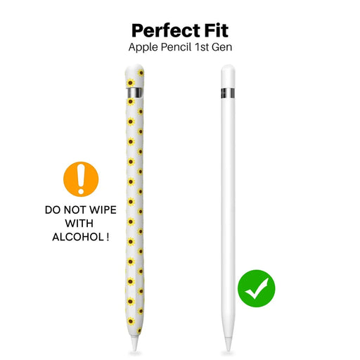 AHASTYLE PT93SF Protective Sleeve for Apple Pencil (1st Generation), Skin-touch Sunflower Pattern Silicone Case Cover - White - 2
