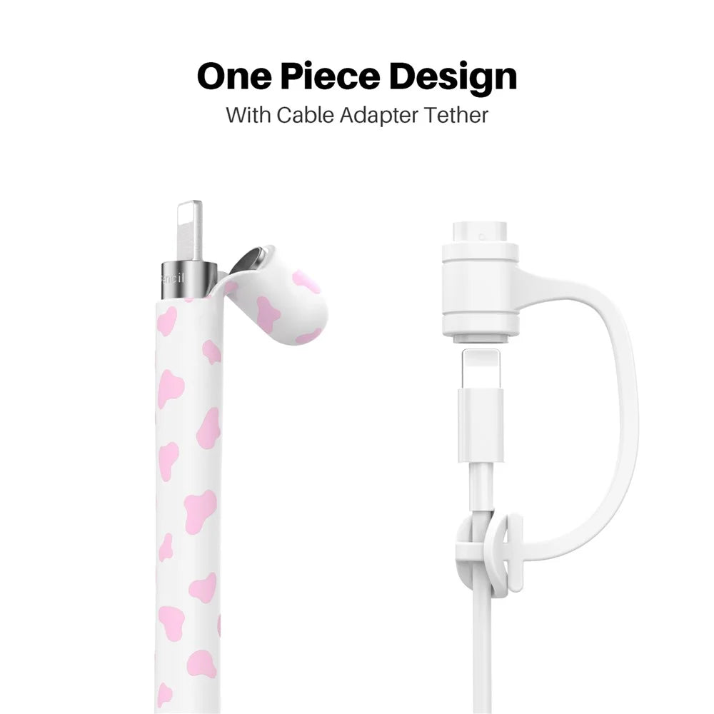 AHASTYLE PT93CW Silicone Skin Case for Apple Pencil (1st Generation), Skin-touch Stylus Pen Protective Cover - Pink - 4