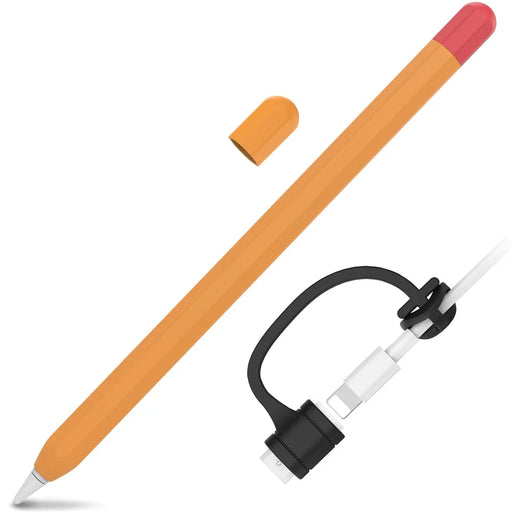 AHASTYLE PT94 Silicone Case for Apple Pencil (1st Generation), Stylus Pen Sleeve Contrast Color Protective Cover - Orange / Red - 1