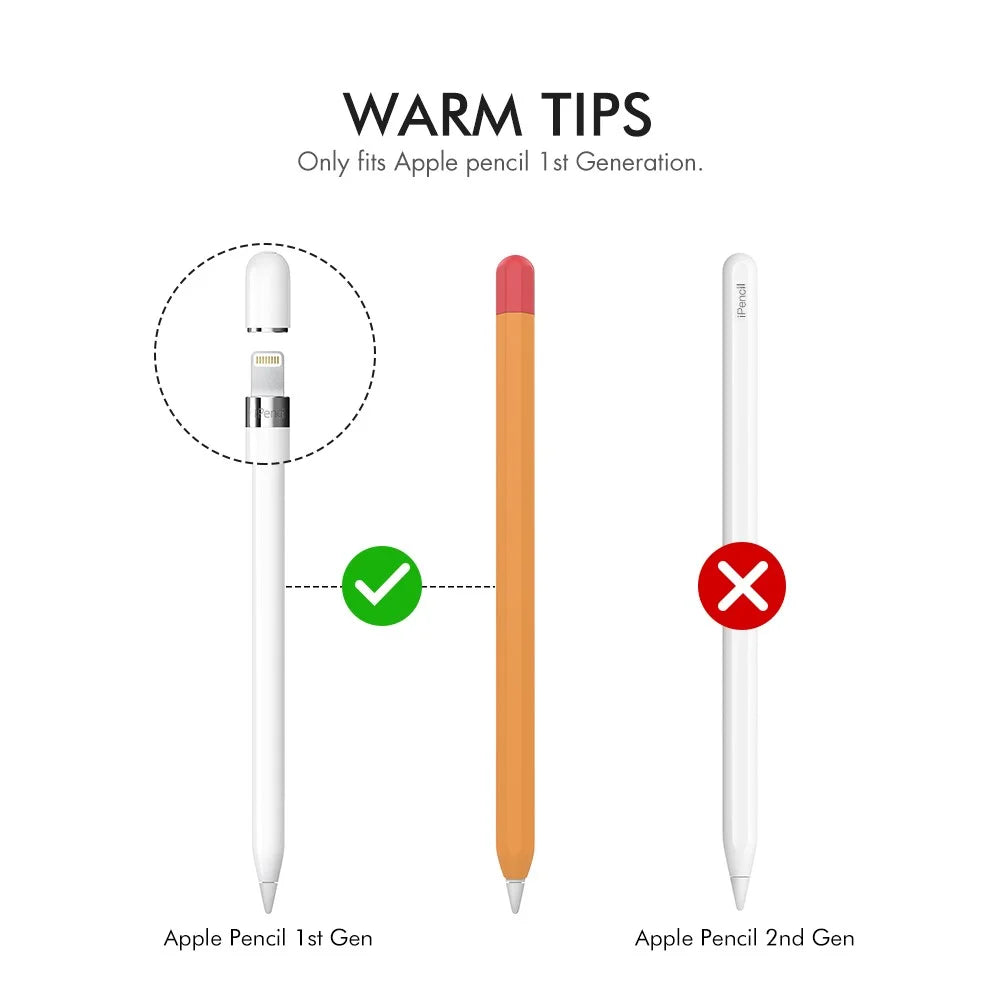 AHASTYLE PT94 Silicone Case for Apple Pencil (1st Generation), Stylus Pen Sleeve Contrast Color Protective Cover - Orange / Red - 2