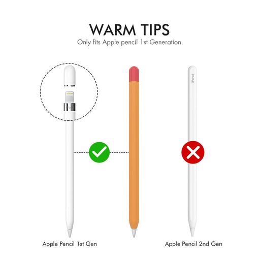 AHASTYLE PT94 Silicone Case for Apple Pencil (1st Generation), Stylus Pen Sleeve Contrast Color Protective Cover - Orange / Red - 2