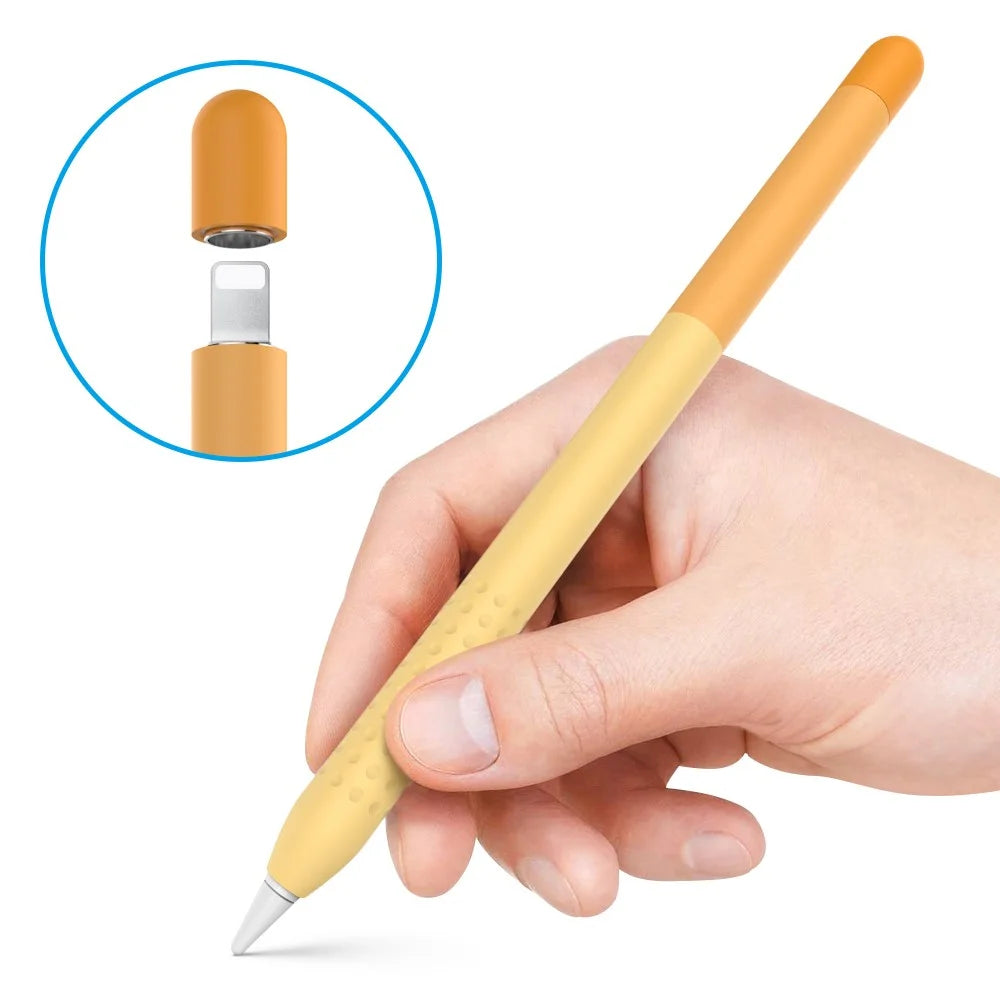 AHASTYLE PT102-1 Silicone Case for Apple Pencil (1st Generation) , Gradient Color Anti-slip Ultra Thin Stylus Pen Cover - Orange - 1