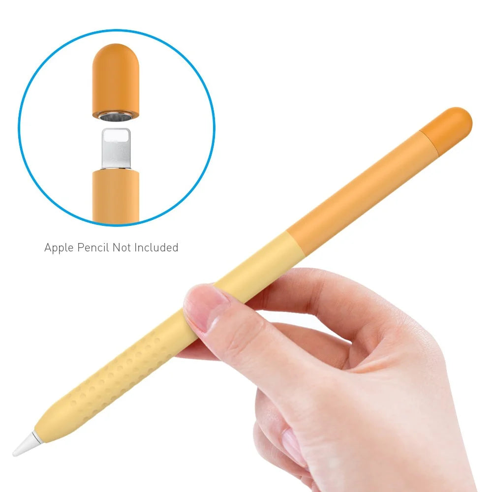 AHASTYLE PT102-1 Silicone Case for Apple Pencil (1st Generation) , Gradient Color Anti-slip Ultra Thin Stylus Pen Cover - Orange - 2