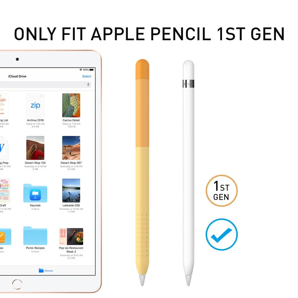 AHASTYLE PT102-1 Silicone Case for Apple Pencil (1st Generation) , Gradient Color Anti-slip Ultra Thin Stylus Pen Cover - Orange - 3