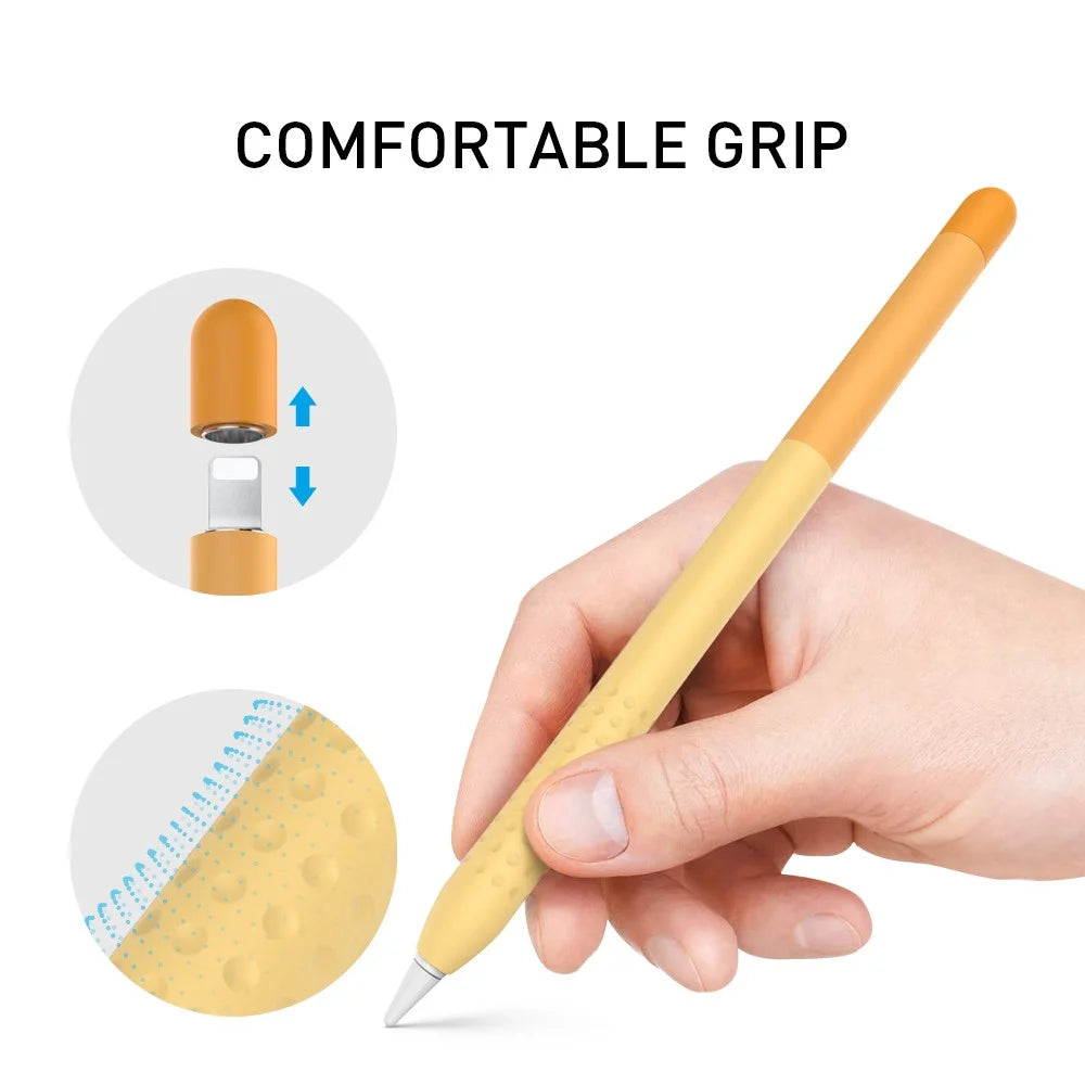 AHASTYLE PT102-1 Silicone Case for Apple Pencil (1st Generation) , Gradient Color Anti-slip Ultra Thin Stylus Pen Cover - Orange - 4