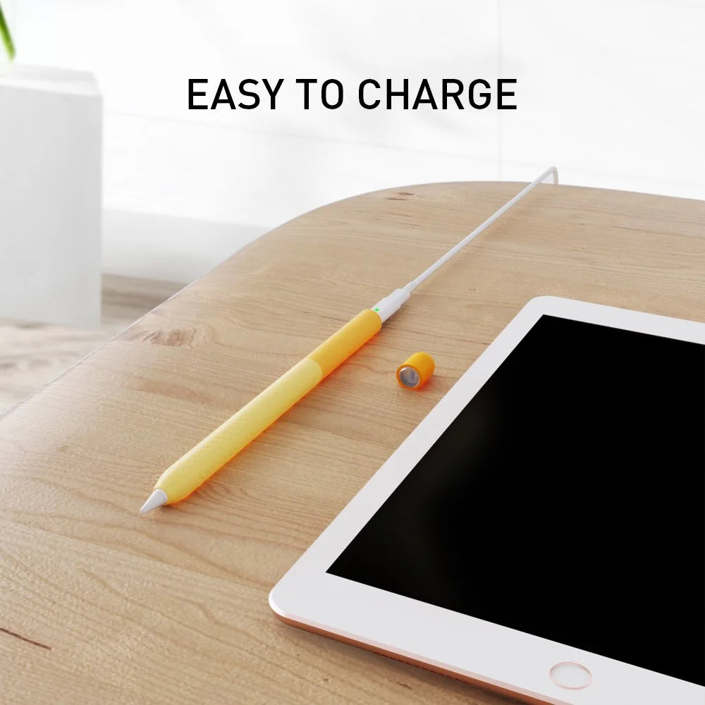 AHASTYLE PT102-1 Silicone Case for Apple Pencil (1st Generation) , Gradient Color Anti-slip Ultra Thin Stylus Pen Cover - Orange - 5