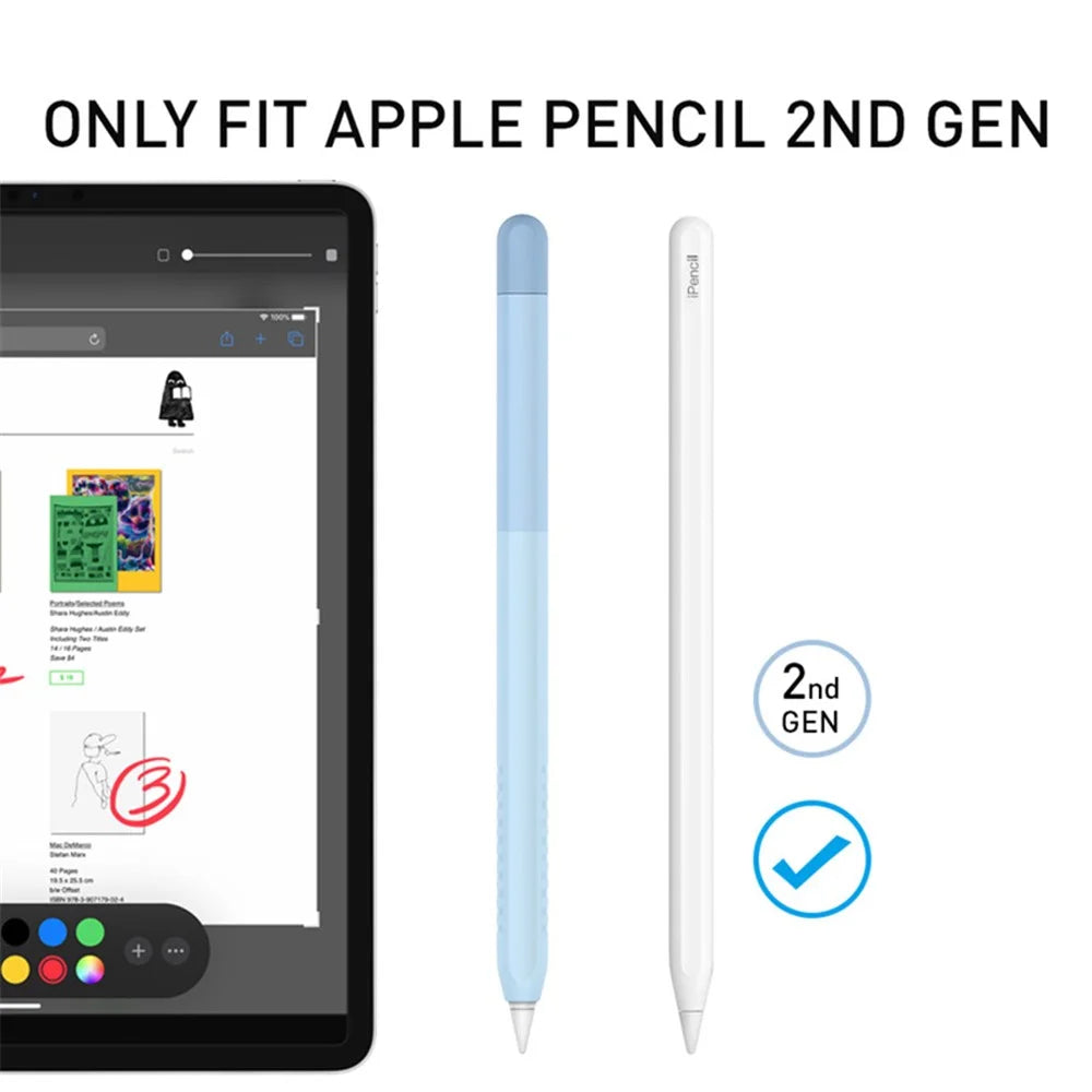 AHASTYLE PT102-2 Silicone Sleeve for Apple Pencil (2nd Generation), Gradient Color Ultra Thin Stylus Pen Case Skin Cover - Gradient Blue - 4