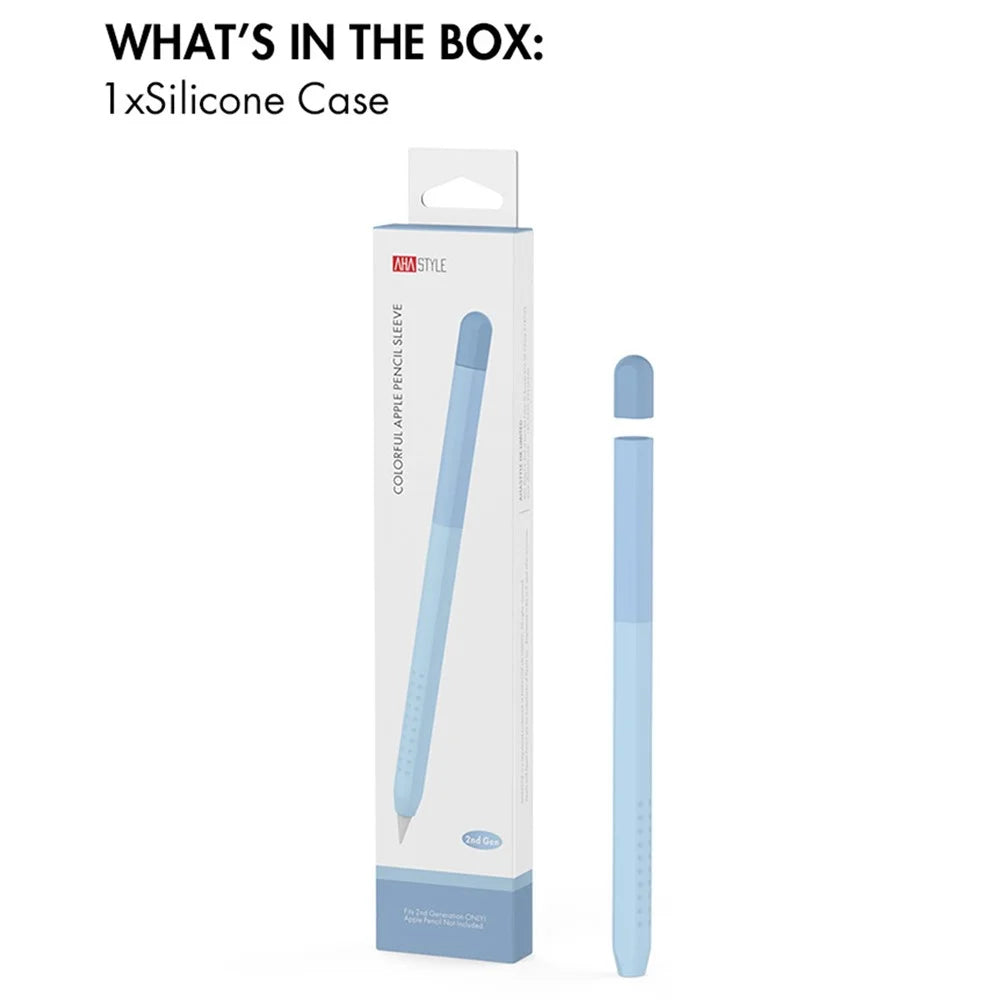AHASTYLE PT102-2 Silicone Sleeve for Apple Pencil (2nd Generation), Gradient Color Ultra Thin Stylus Pen Case Skin Cover - Gradient Blue - 6