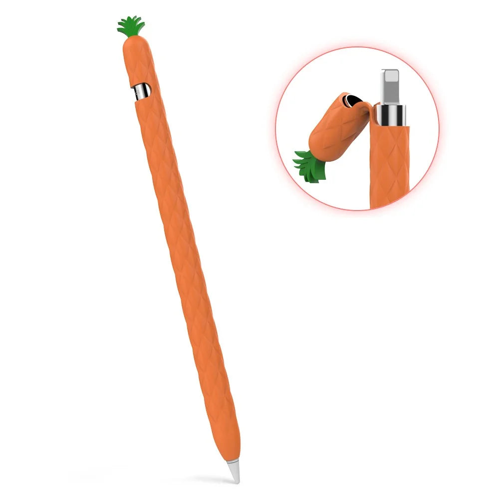 AHASTYLE PT106-1 for Apple Pencil (1st Generation) Stylus Pen Protective Sleeve Pineapple Style Pen Silicone Case - Orange - 1