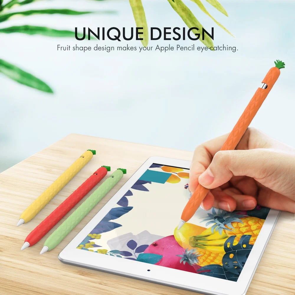 AHASTYLE PT106-1 for Apple Pencil (1st Generation) Stylus Pen Protective Sleeve Pineapple Style Pen Silicone Case - Orange - 4