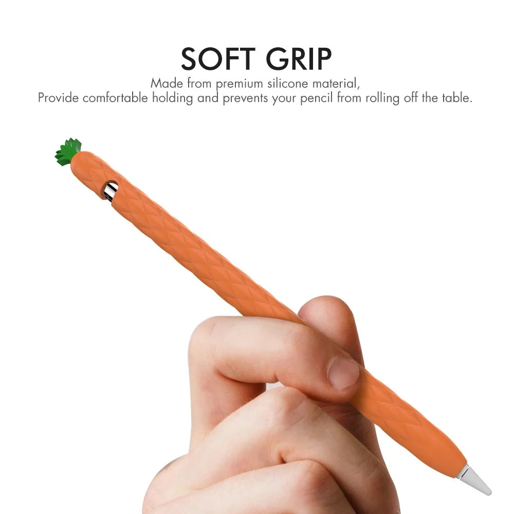 AHASTYLE PT106-1 for Apple Pencil (1st Generation) Stylus Pen Protective Sleeve Pineapple Style Pen Silicone Case - Orange - 6