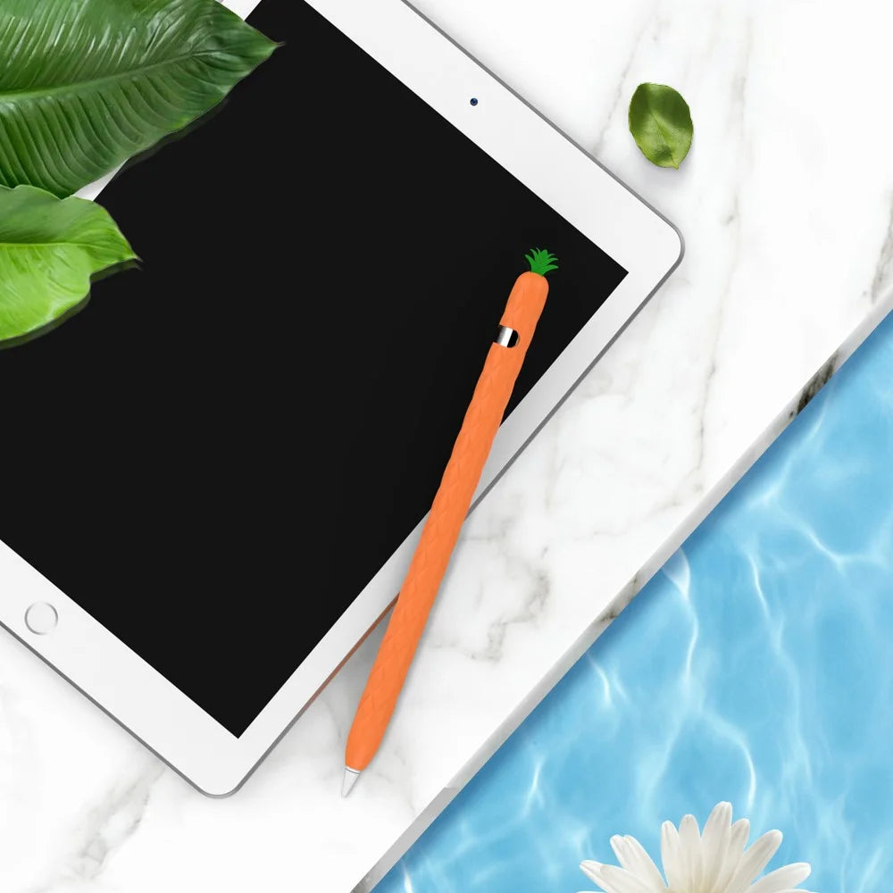 AHASTYLE PT106-1 for Apple Pencil (1st Generation) Stylus Pen Protective Sleeve Pineapple Style Pen Silicone Case - Orange - 7