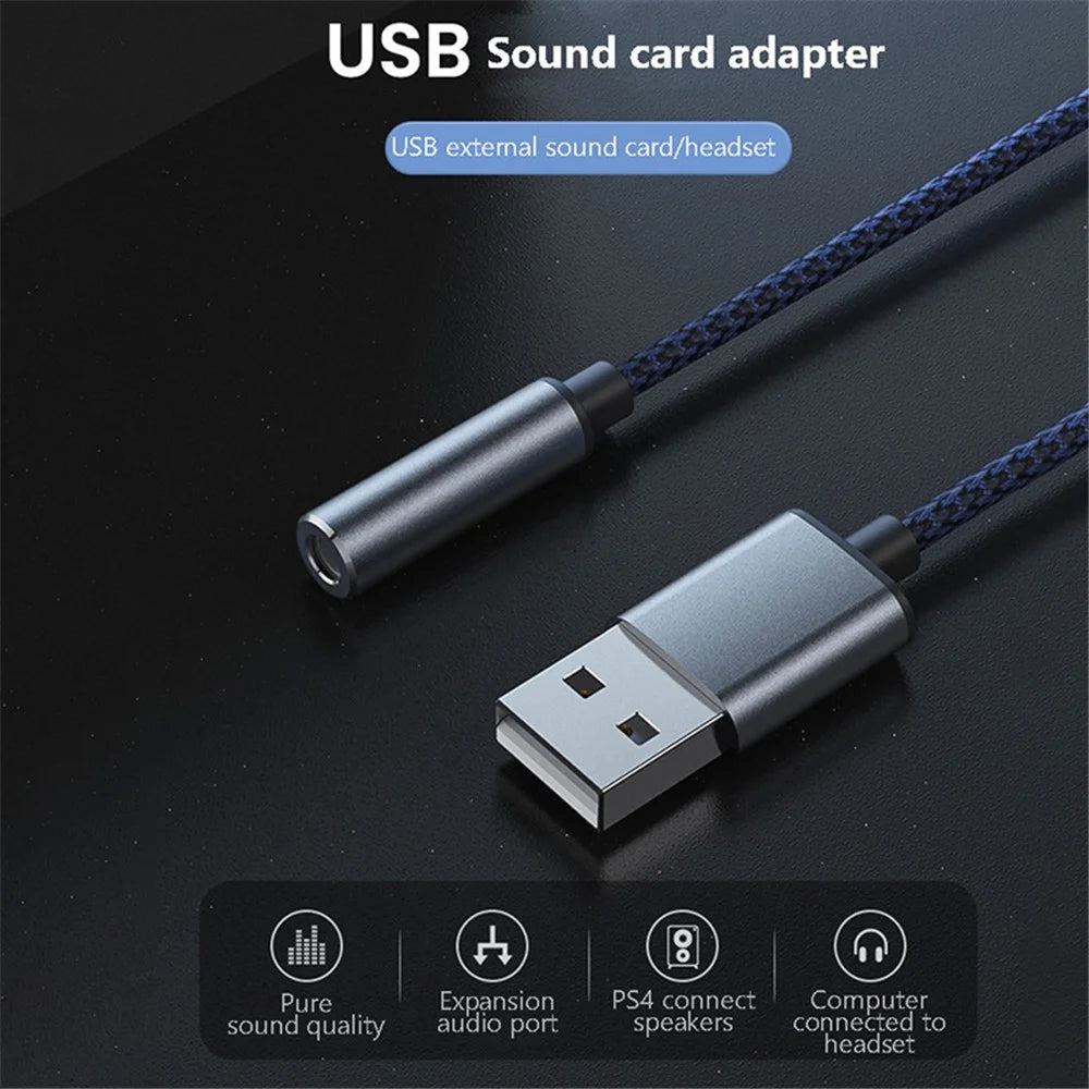 USB to 3.5mm Jack Audio Adapter USB to Headphone and Microphone Jack Aux Adapter Stereo Sound Card Adapter - 2