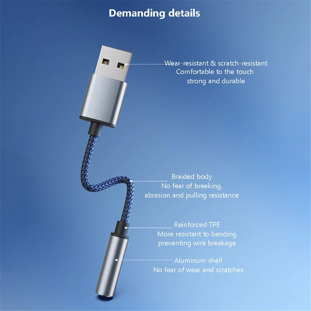 USB to 3.5mm Jack Audio Adapter USB to Headphone and Microphone Jack Aux Adapter Stereo Sound Card Adapter - 3