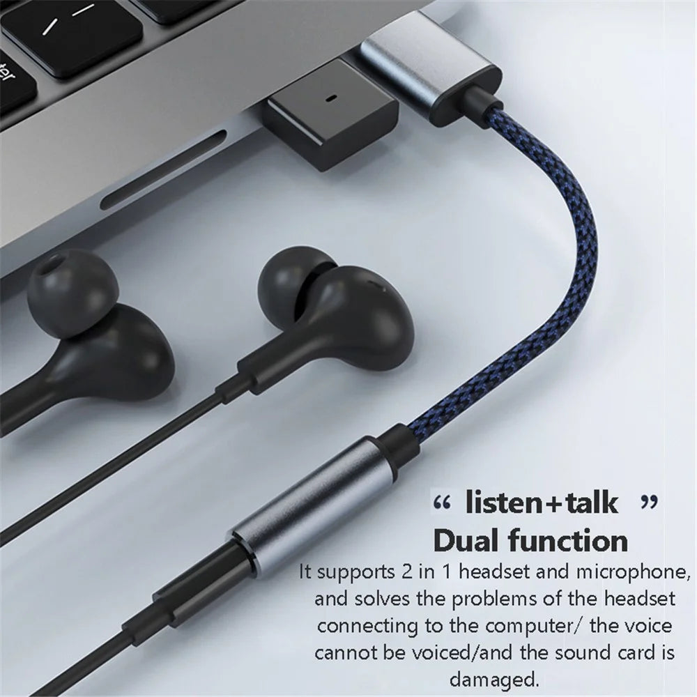 USB to 3.5mm Jack Audio Adapter USB to Headphone and Microphone Jack Aux Adapter Stereo Sound Card Adapter - 4