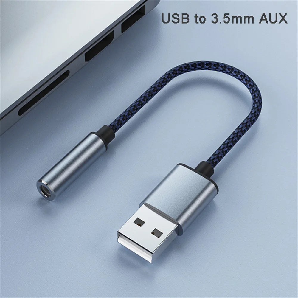 USB to 3.5mm Jack Audio Adapter USB to Headphone and Microphone Jack Aux Adapter Stereo Sound Card Adapter - 5