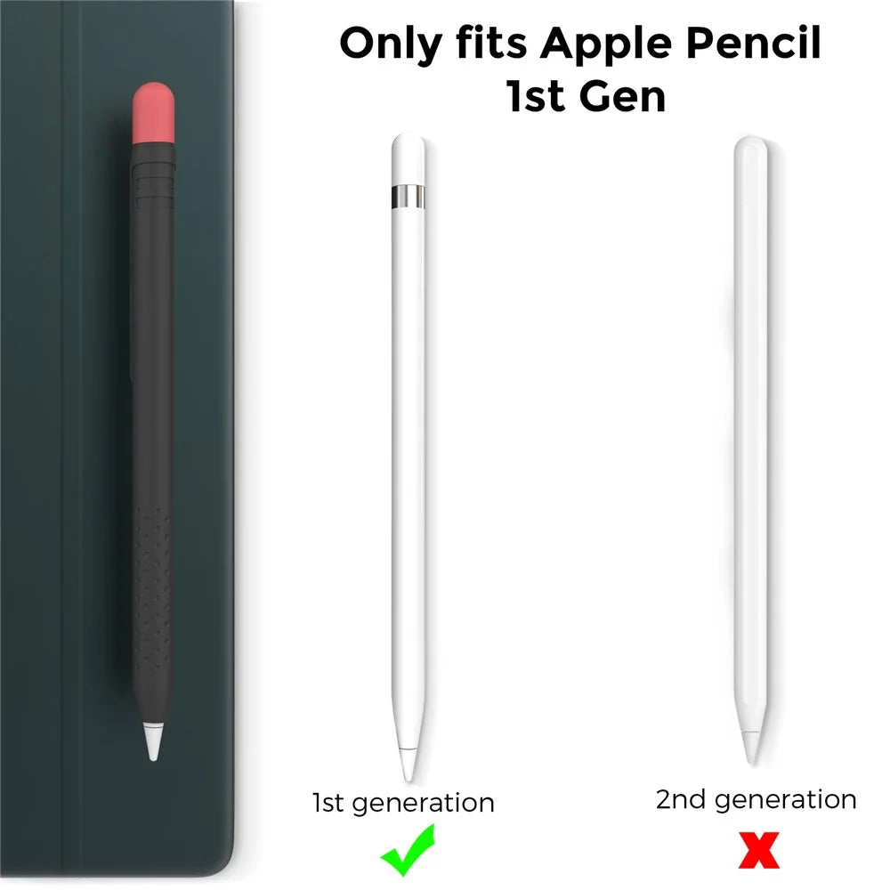 AHASTYLE PT152 Silicone Sleeve for Apple Pencil (1st Generation) Stylus Pen Case Dual Color Shockproof Cover - Black - 2