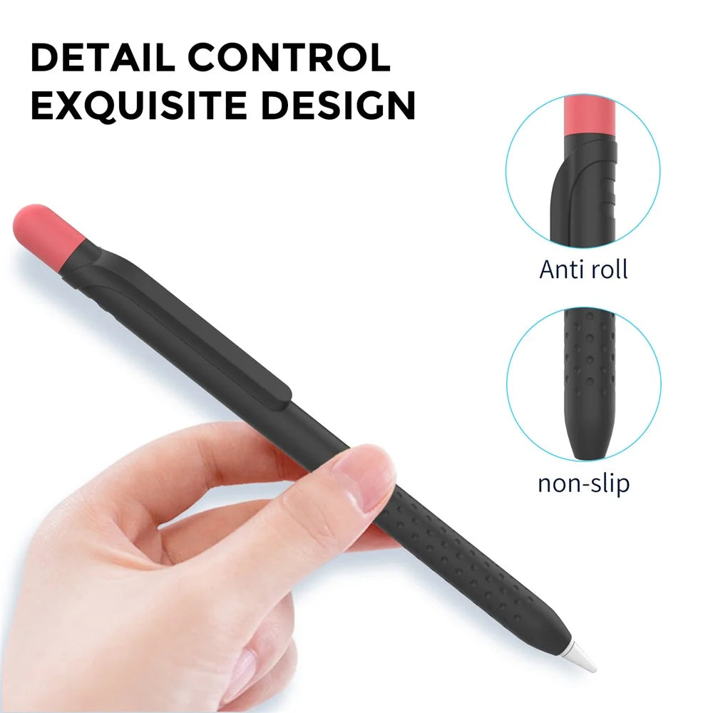 AHASTYLE PT152 Silicone Sleeve for Apple Pencil (1st Generation) Stylus Pen Case Dual Color Shockproof Cover - Black - 5