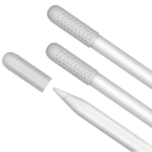 AHASTYLE PT92 For Apple Pencil 2nd / 1st Generation 3Pcs Capacitive Stylus Nib Sleeve Silicone Protective Cover - White - 1
