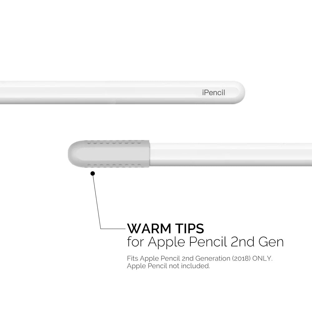 AHASTYLE PT92 For Apple Pencil 2nd / 1st Generation 3Pcs Capacitive Stylus Nib Sleeve Silicone Protective Cover - White - 2