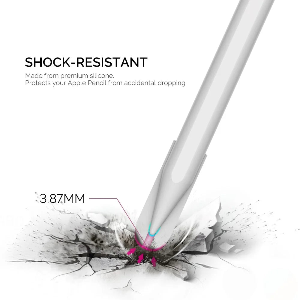 AHASTYLE PT92 For Apple Pencil 2nd / 1st Generation 3Pcs Capacitive Stylus Nib Sleeve Silicone Protective Cover - White - 4