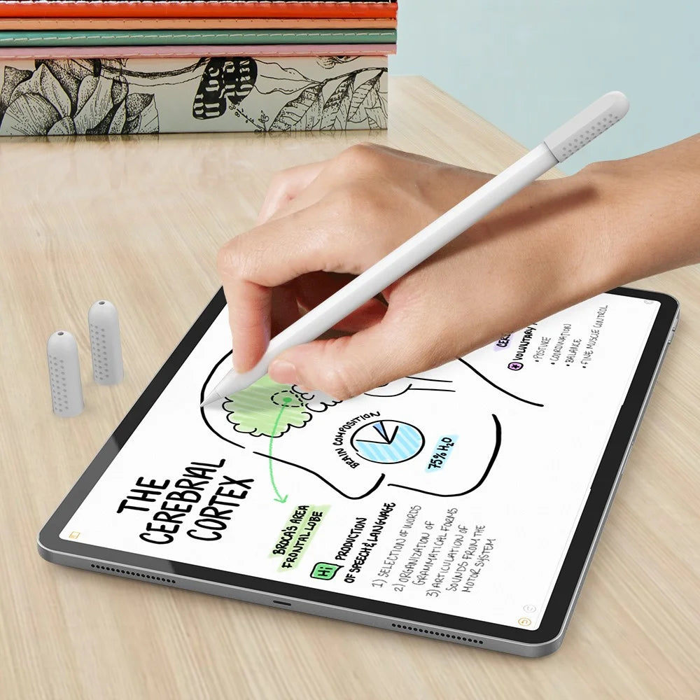 AHASTYLE PT92 For Apple Pencil 2nd / 1st Generation 3Pcs Capacitive Stylus Nib Sleeve Silicone Protective Cover - White - 6