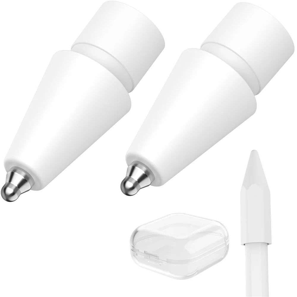 AHASTYLE WG80 For Apple Pencil 2nd / 1st Generation 2Pcs Capacitive Stylus Tip Replacement Pen Nibs - White - 2