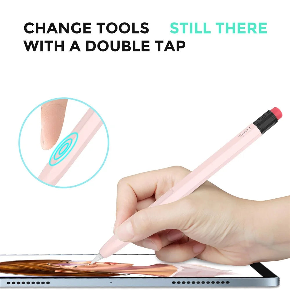 AHASTYLE PT180-2 For Apple Pencil Pro / Pencil (2nd Generation) Retro Silicone Protective Sleeve Capacitive Stylus Pen Anti-Drop Cover - Pink - 3