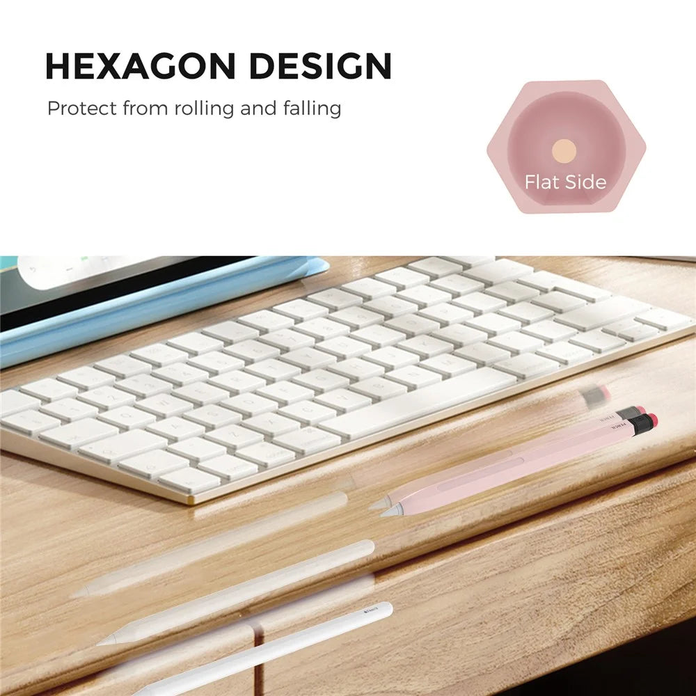 AHASTYLE PT180-2 For Apple Pencil Pro / Pencil (2nd Generation) Retro Silicone Protective Sleeve Capacitive Stylus Pen Anti-Drop Cover - Pink - 6