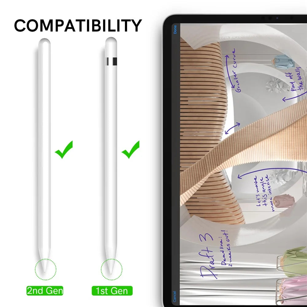 AHASTYLE WG58 For Apple Pencil 2nd / 1st Generation Capacitive Stylus Pen Nib Replacement Touch Screen Pen Tip - White / 3mm Gold Nib - 2