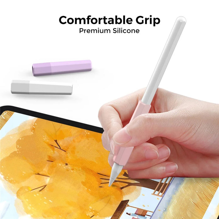AHASTYLE PT185 3Pcs for Apple Pencil 2nd Generation Sleeve Stylus Pen Grip Silicone Case Gradient Color - White / Purple / Pink - 4