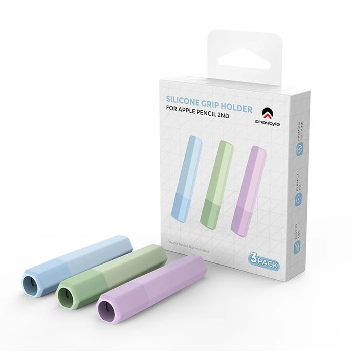 AHASTYLE PT185 3Pcs for Apple Pencil 2nd Generation Sleeve Stylus Pen Grip Silicone Case Gradient Color - White / Purple / Pink - 7
