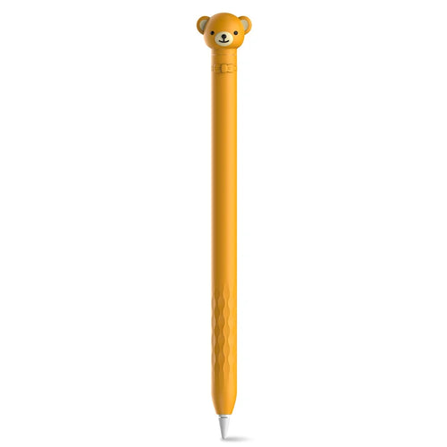 AHASTYLE PT129-1 For Apple Pencil 1st Generation Cartoon Animal Stylus Pen Cover Soft Silicone Protective Sleeve - Orange Bear - 1