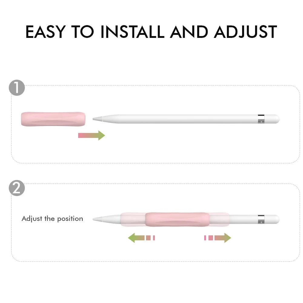 AHASTYLE PT113-1 Silicone Grip for Apple Pencil 1st / 2nd Generation Sleeve, 3Pcs Stylus Pen Case - White / Green / Pink - 4
