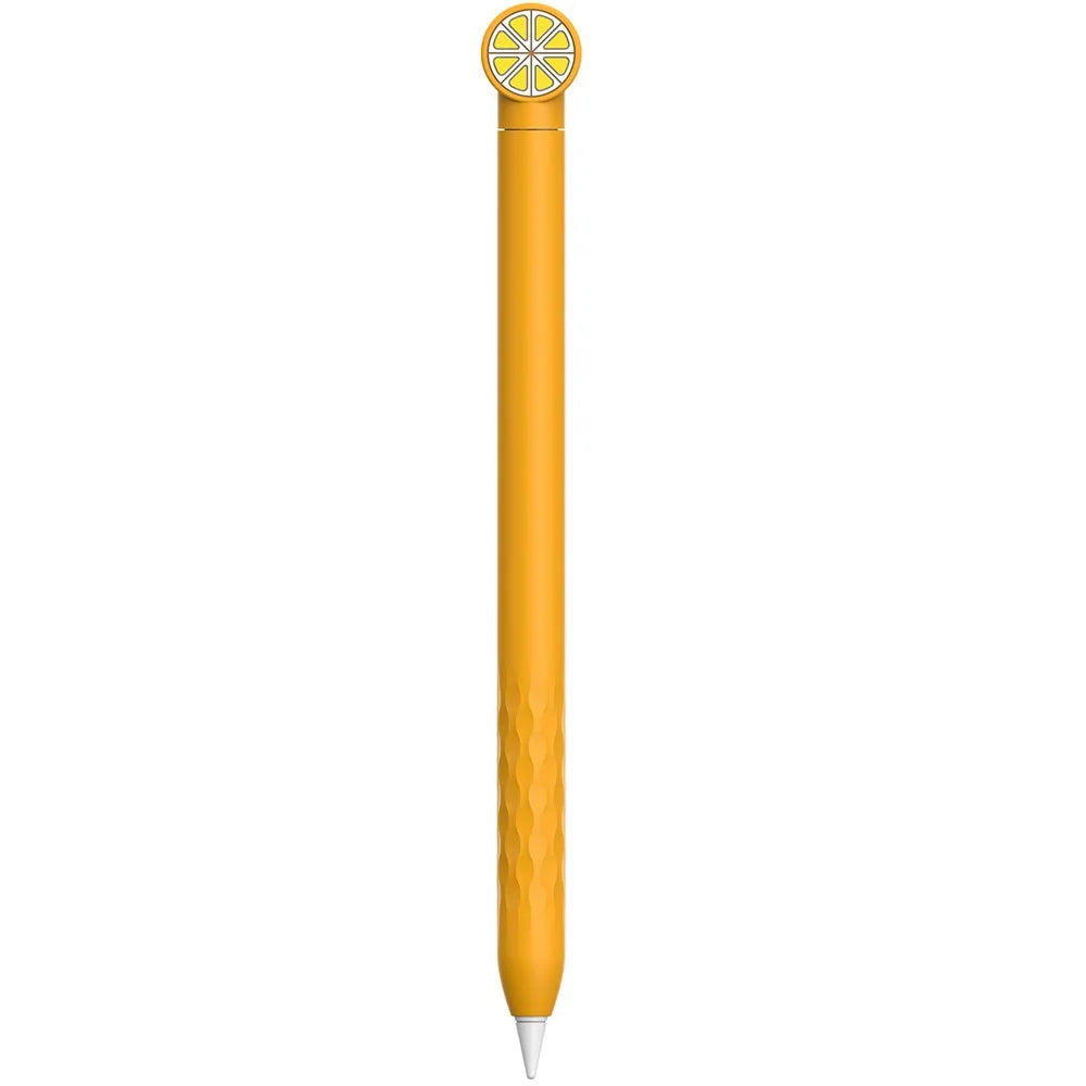 AHASTYLE PT129-2 For Apple Pencil 2nd Generation Cute Cartoon Stylus Pen Cover Soft Silicone Anti-drop Sleeve - Yellow / Orange - 1