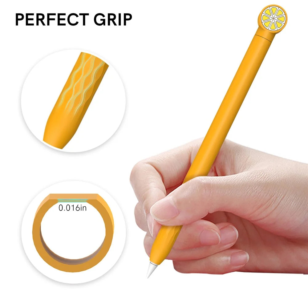 AHASTYLE PT129-2 For Apple Pencil 2nd Generation Cute Cartoon Stylus Pen Cover Soft Silicone Anti-drop Sleeve - Yellow / Orange - 4