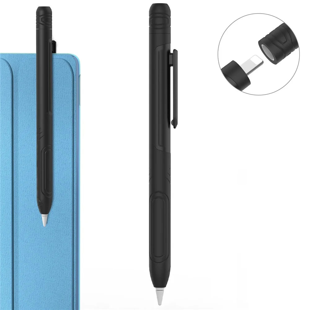 AHASTYLE PT141 Silicone Sleeve for Apple Pencil (1st Generation) Stylus Pen Case Shockproof Protective Cover - Black - 3