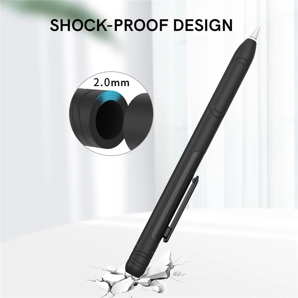 AHASTYLE PT141 Silicone Sleeve for Apple Pencil (1st Generation) Stylus Pen Case Shockproof Protective Cover - Black - 4