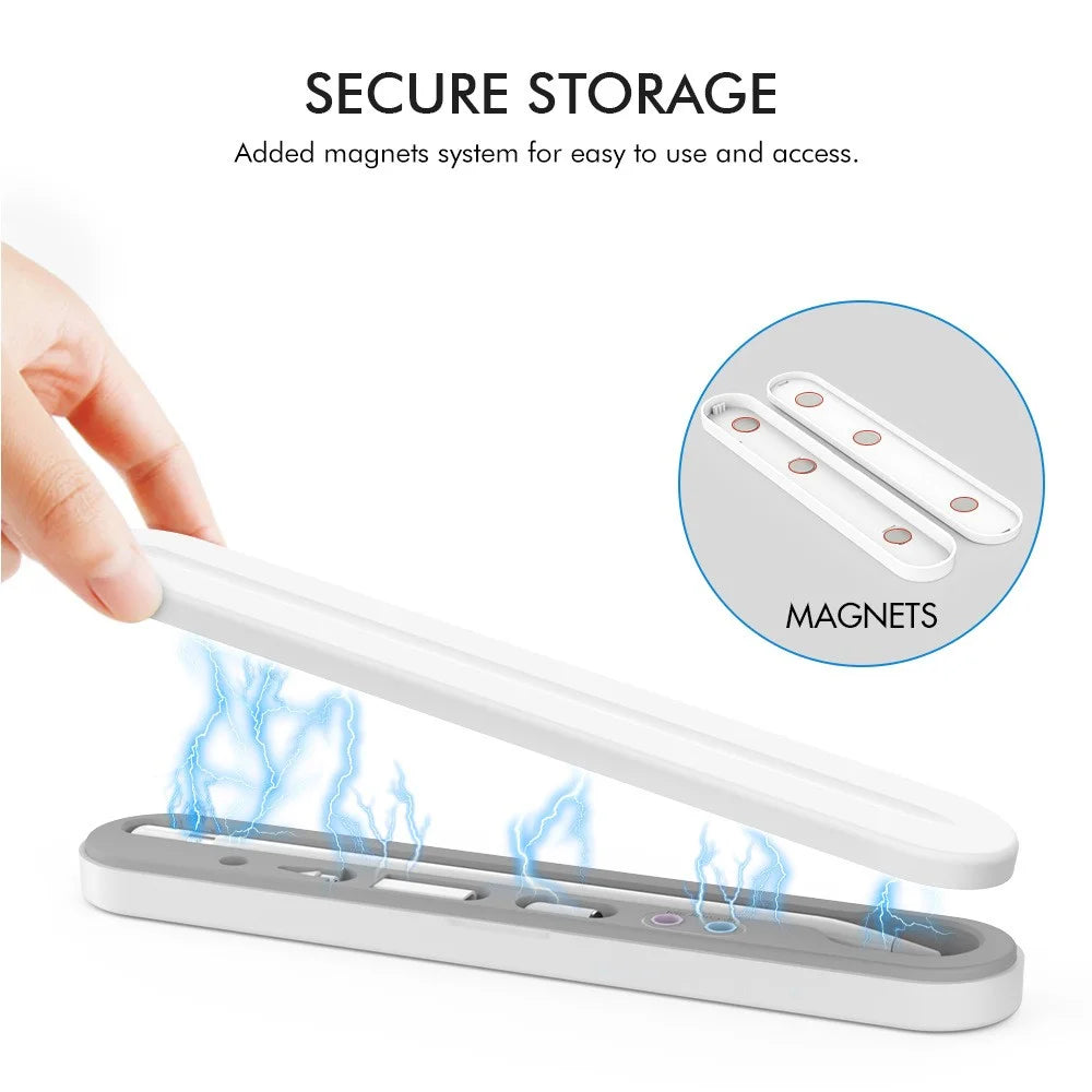 AHASTYLE PT121 Storage Box for Apple Pencil 1st / 2nd Generation Magnetic Stylus Pen Protective Case - White - 6